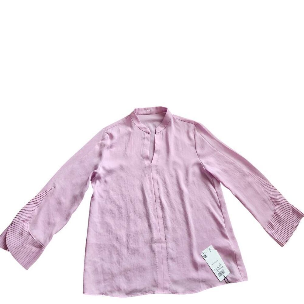 Marc Cain Blouse Top Womens N1 Small Medium Pleated Ruffle Sleeve‎ Careerwear